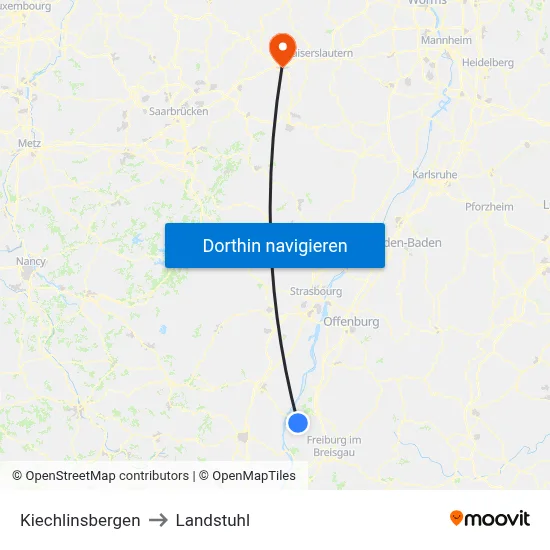 Kiechlinsbergen to Landstuhl map