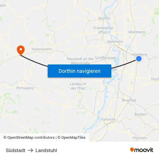 Südstadt to Landstuhl map