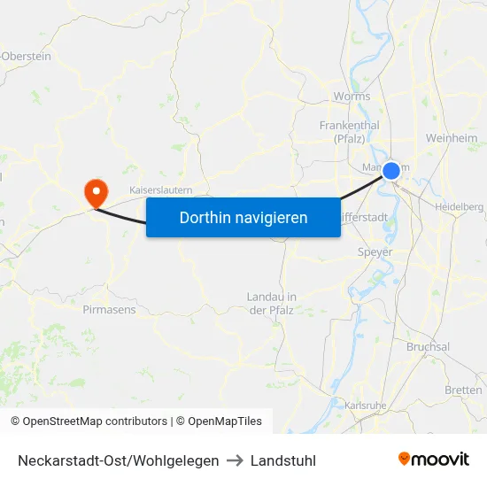 Neckarstadt-Ost/Wohlgelegen to Landstuhl map