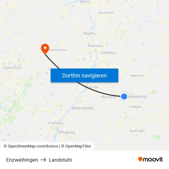 Enzweihingen to Landstuhl map