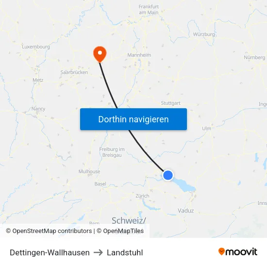 Dettingen-Wallhausen to Landstuhl map