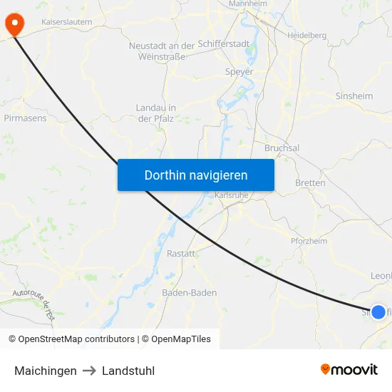 Maichingen to Landstuhl map