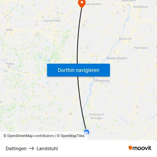 Dattingen to Landstuhl map