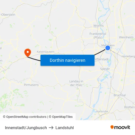 Innenstadt/Jungbusch to Landstuhl map