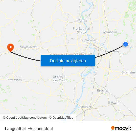 Langenthal to Landstuhl map