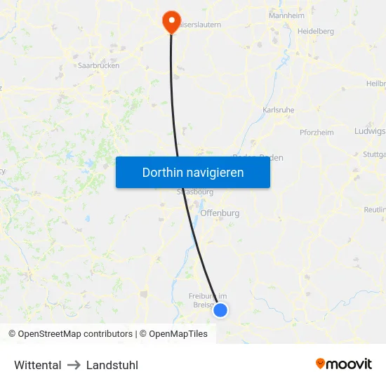 Wittental to Landstuhl map