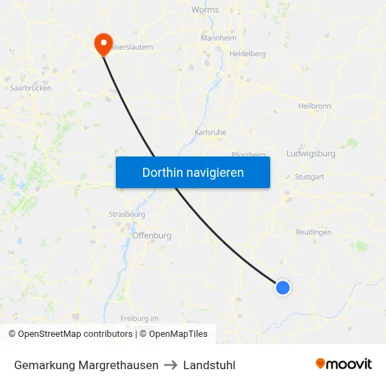 Gemarkung Margrethausen to Landstuhl map