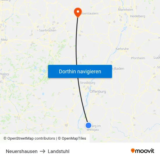Neuershausen to Landstuhl map