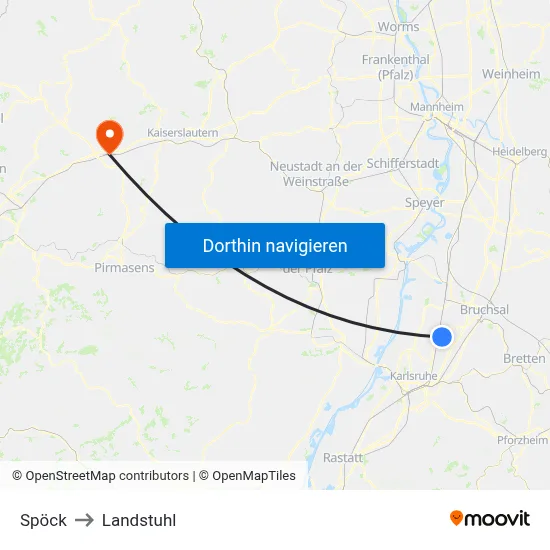 Spöck to Landstuhl map