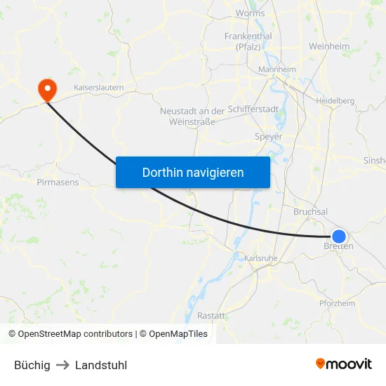 Büchig to Landstuhl map