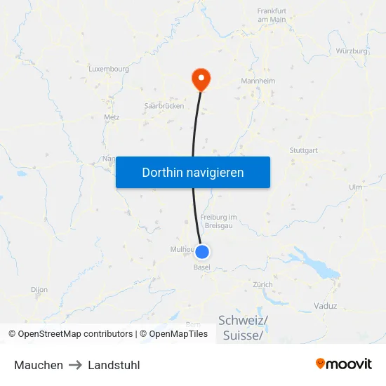 Mauchen to Landstuhl map