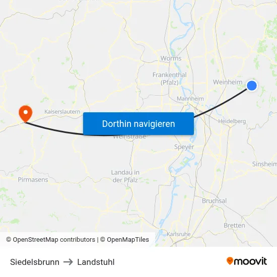 Siedelsbrunn to Landstuhl map