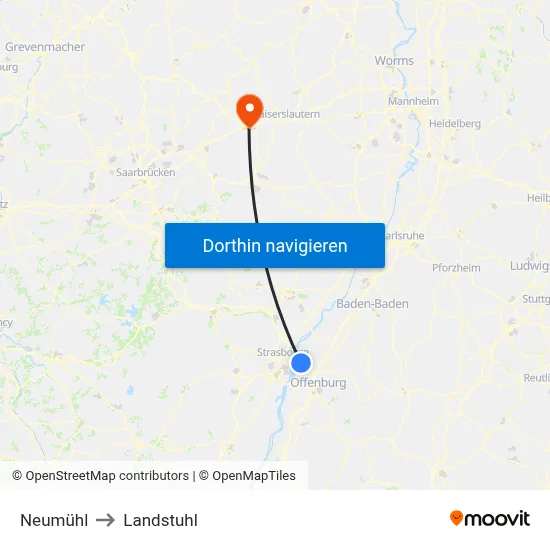 Neumühl to Landstuhl map