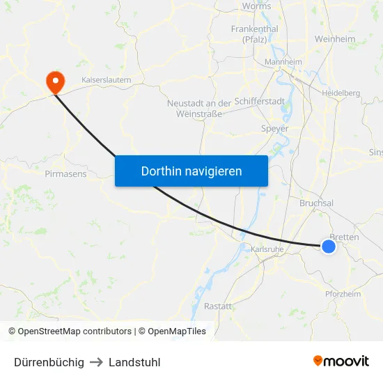 Dürrenbüchig to Landstuhl map