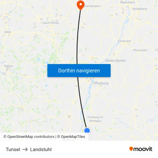 Tunsel to Landstuhl map