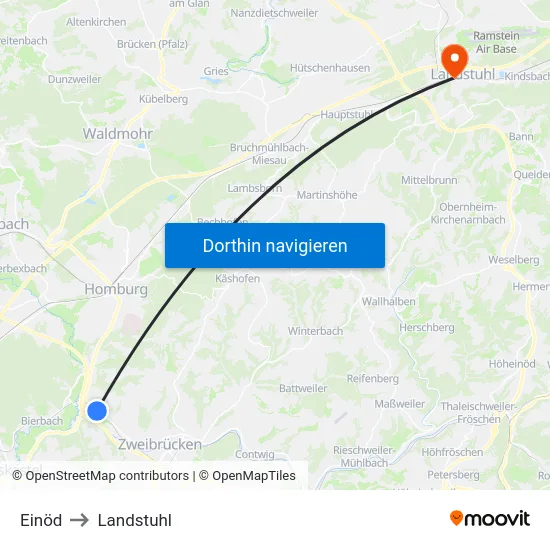 Einöd to Landstuhl map