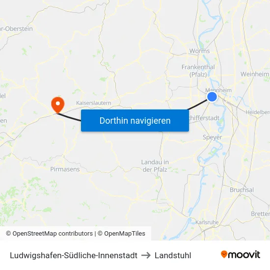 Ludwigshafen-Südliche-Innenstadt to Landstuhl map