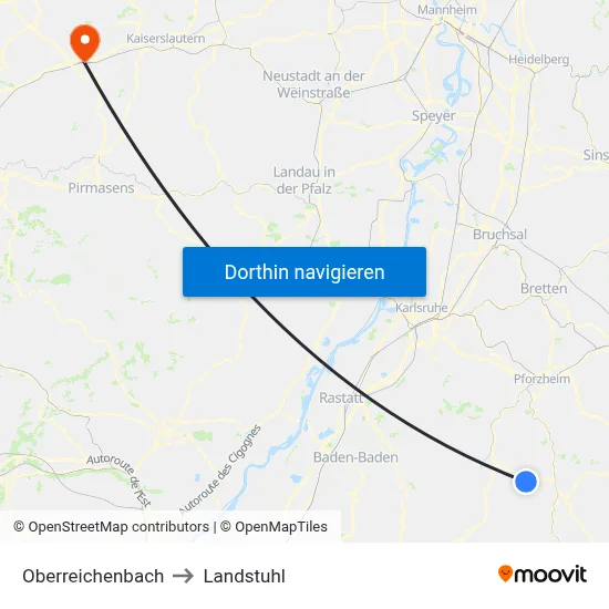 Oberreichenbach to Landstuhl map