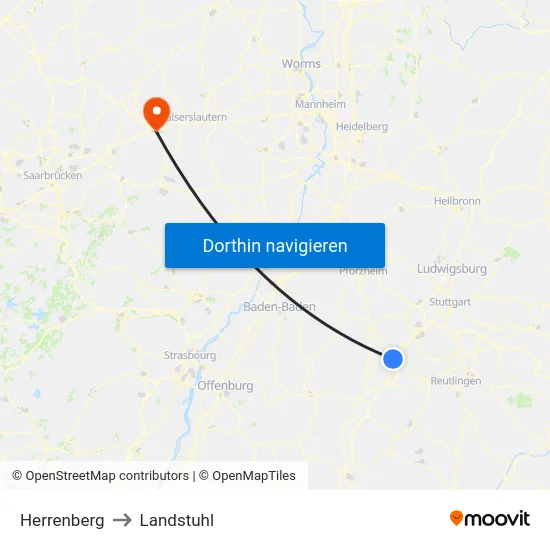 Herrenberg to Landstuhl map