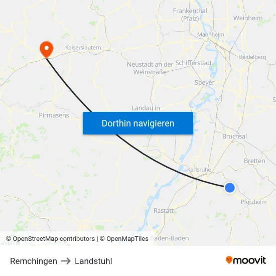 Remchingen to Landstuhl map