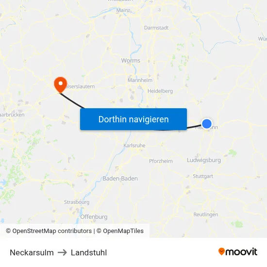 Neckarsulm to Landstuhl map