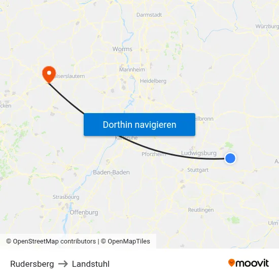 Rudersberg to Landstuhl map