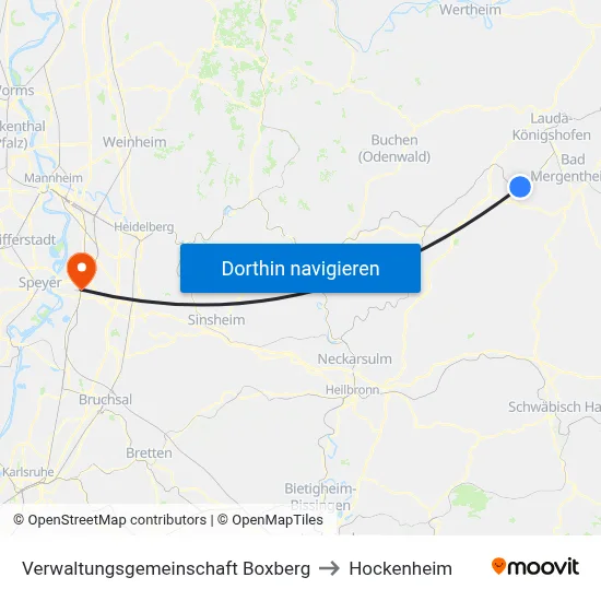 Verwaltungsgemeinschaft Boxberg to Hockenheim map