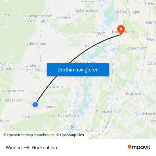 Winden to Hockenheim map