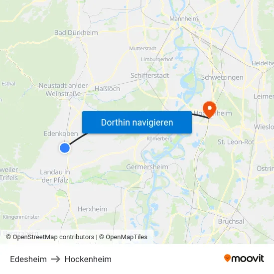 Edesheim to Hockenheim map