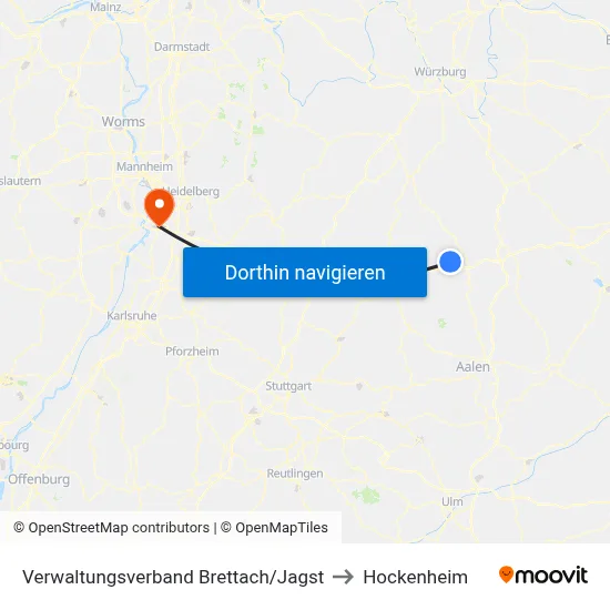 Verwaltungsverband Brettach/Jagst to Hockenheim map