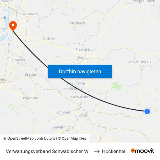 Verwaltungsverband Schwäbischer Wald to Hockenheim map