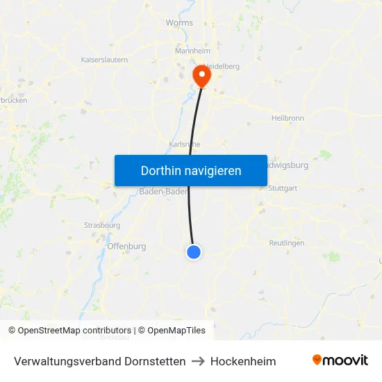 Verwaltungsverband Dornstetten to Hockenheim map