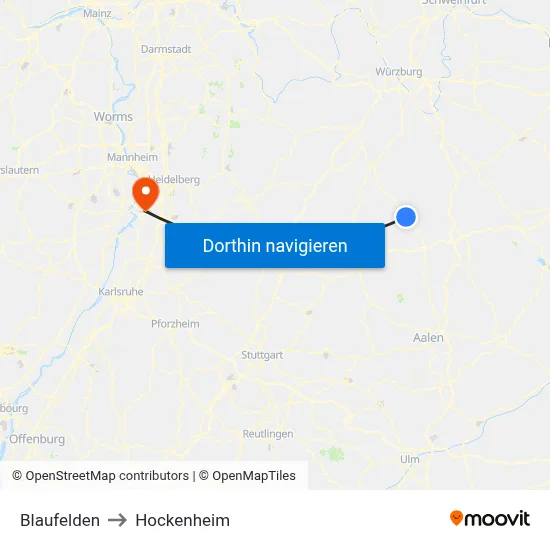 Blaufelden to Hockenheim map