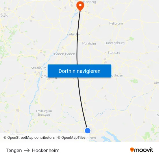 Tengen to Hockenheim map