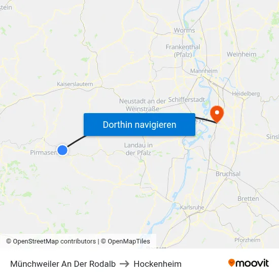 Münchweiler An Der Rodalb to Hockenheim map