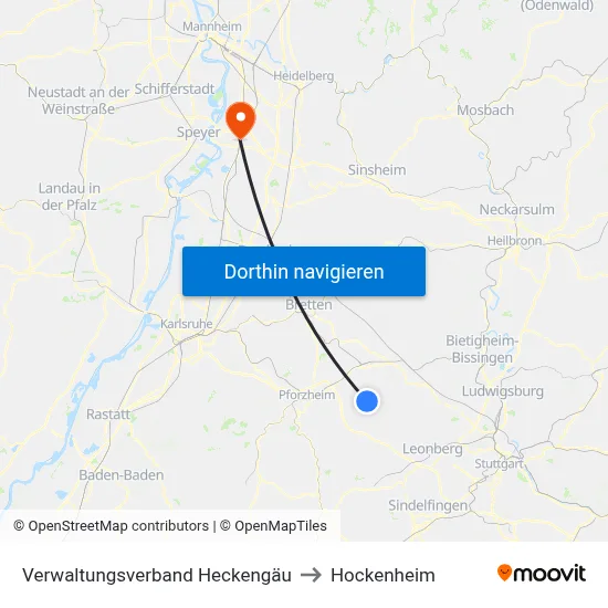 Verwaltungsverband Heckengäu to Hockenheim map
