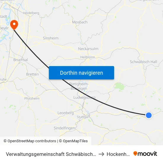 Verwaltungsgemeinschaft Schwäbisch Gmünd to Hockenheim map