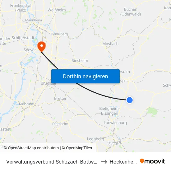 Verwaltungsverband Schozach-Bottwartal to Hockenheim map