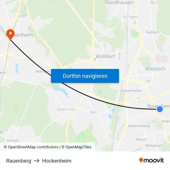 Rauenberg to Hockenheim map