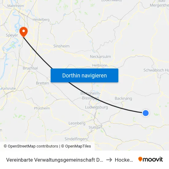 Vereinbarte Verwaltungsgemeinschaft Der Stadt Welzheim to Hockenheim map