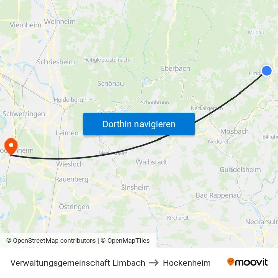 Verwaltungsgemeinschaft Limbach to Hockenheim map