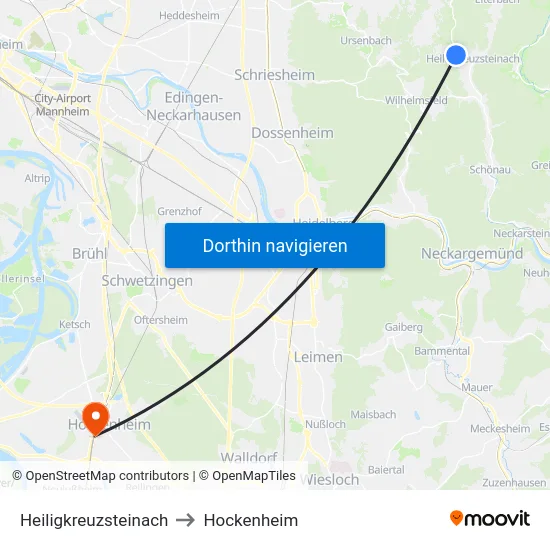 Heiligkreuzsteinach to Hockenheim map