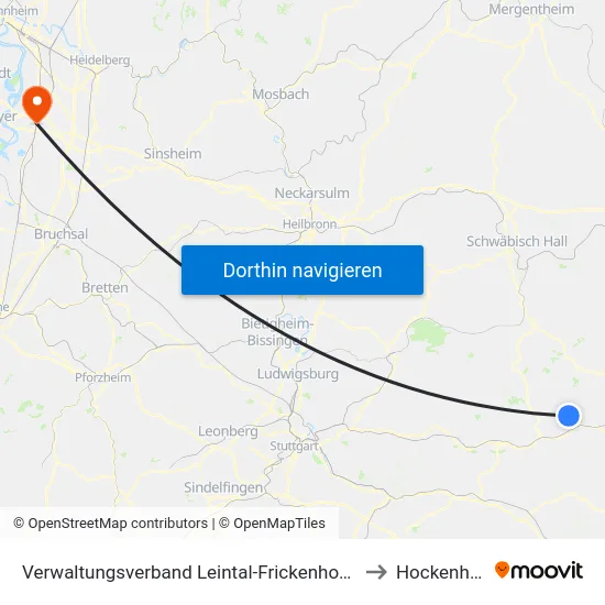 Verwaltungsverband Leintal-Frickenhofer Höhe to Hockenheim map