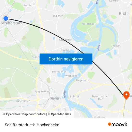 Schifferstadt to Hockenheim map