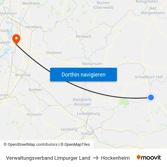 Verwaltungsverband Limpurger Land to Hockenheim map