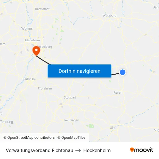 Verwaltungsverband Fichtenau to Hockenheim map