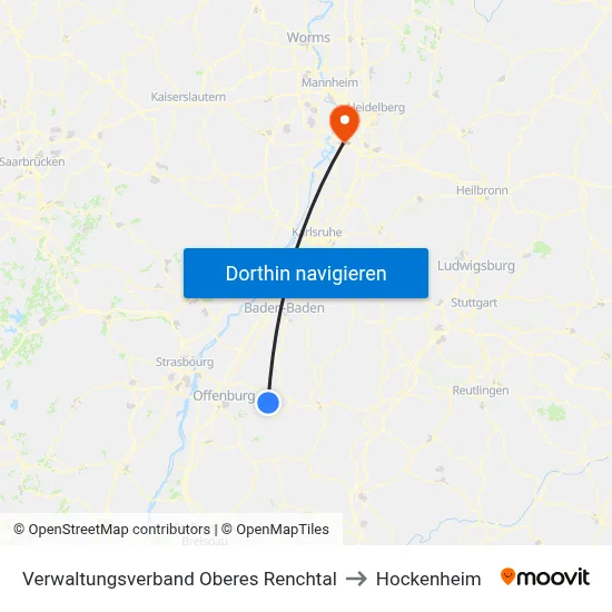 Verwaltungsverband Oberes Renchtal to Hockenheim map