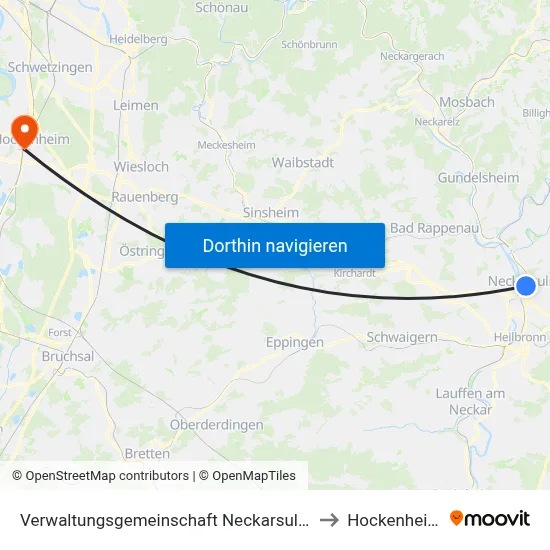 Verwaltungsgemeinschaft Neckarsulm to Hockenheim map