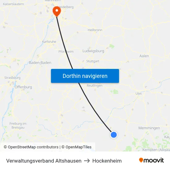Verwaltungsverband Altshausen to Hockenheim map
