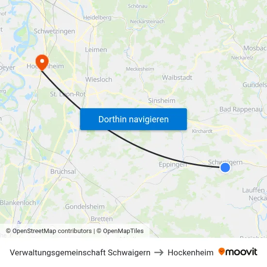 Verwaltungsgemeinschaft Schwaigern to Hockenheim map